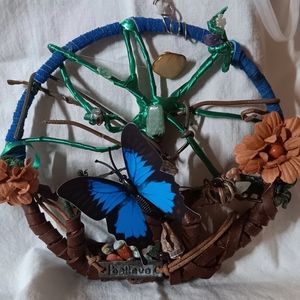 Handmade tree of life dream catcher with magnetic butterfly semi-precious stones